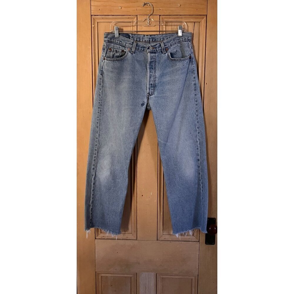 LEVI'S 501xx Mens Vintage 1991 Crop USA Button Fly Jeans Size 31x26* Blue AN EXC